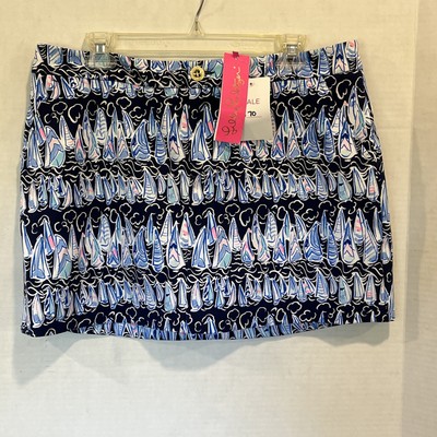 Lilly Pulitzer Sz 12 Colette Knit Skort Low Tide Navy Sails & Stripes NWT 