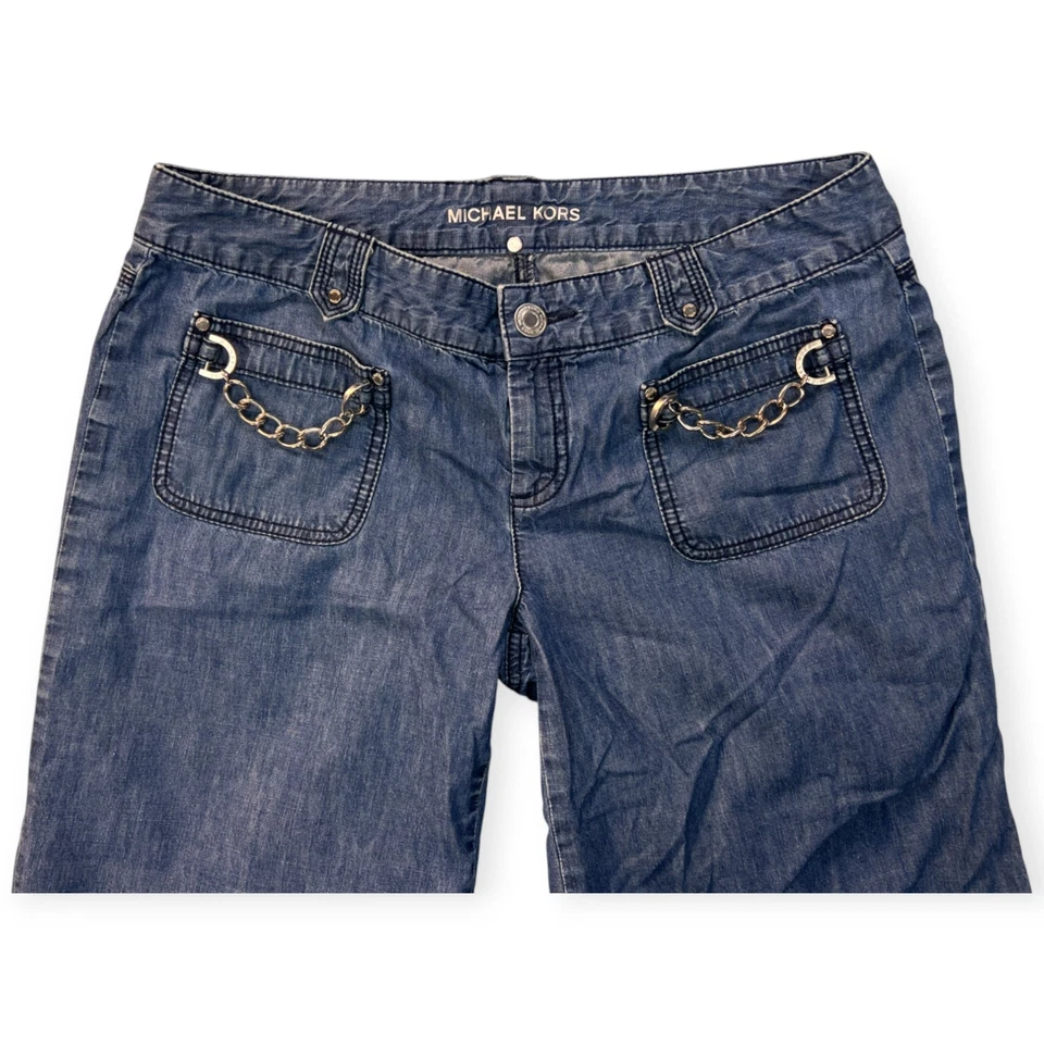 Винтажные женские брюки Michael Kors льняные широкие штанины расслабленные хиппи богемное размер 12P - Изображение 2 из 4