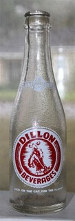 Dillon Beverages Montana 7 oz red ACL soda bottle w picture bucking horse 1948