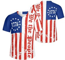 Mens Patriotic Baseball Jersey, We the People Polyester Jersey