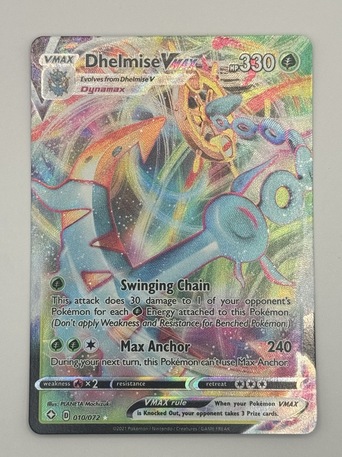 Dhelmise VMAX 010/072 Shining Fates Holo Rare Full Art Pokemon Card NM