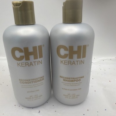 CHI Keratin Shampoo & Conditioner Duo 12oz Set Repair Strength Salon Hair Care