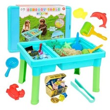 Sensory Table with Sands, Bin with Lid, Indoor Outdoor Use, Sand Art Kit Ocean
