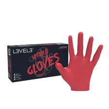 L3VEL3 Level3 RED-ISH Nitrile Barber Stylist Salon Gloves 100CT -Free Shipping