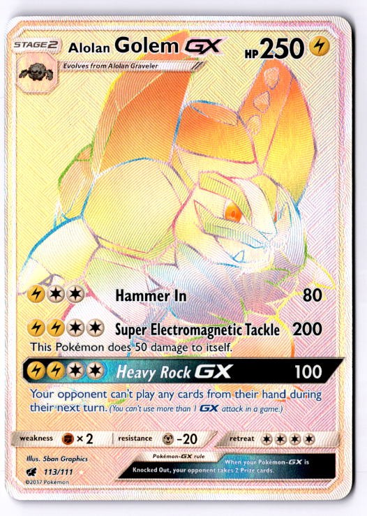 Alolan Golem GX (Secret) Secret Rare SM - Crimson Invasion 113/111 NM