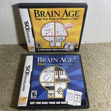 Brain Age 1 & 2: More Training in Minutes a Day (Nintendo DS, 2007) Game Lot Set
