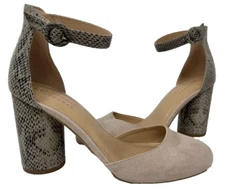 LC Lauren Conrad Women's Hydrangea Comfort High Heels Taupe/Snake Size:9.5 172A