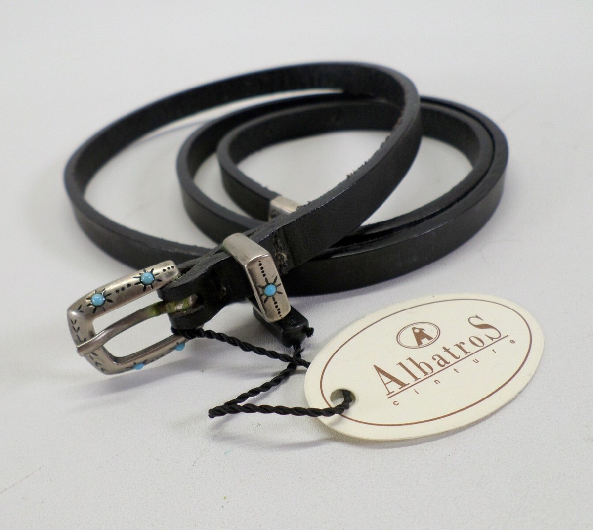 Albatros Leather Belt 30 M Skinny Black Made in Italy 909027 | eBay