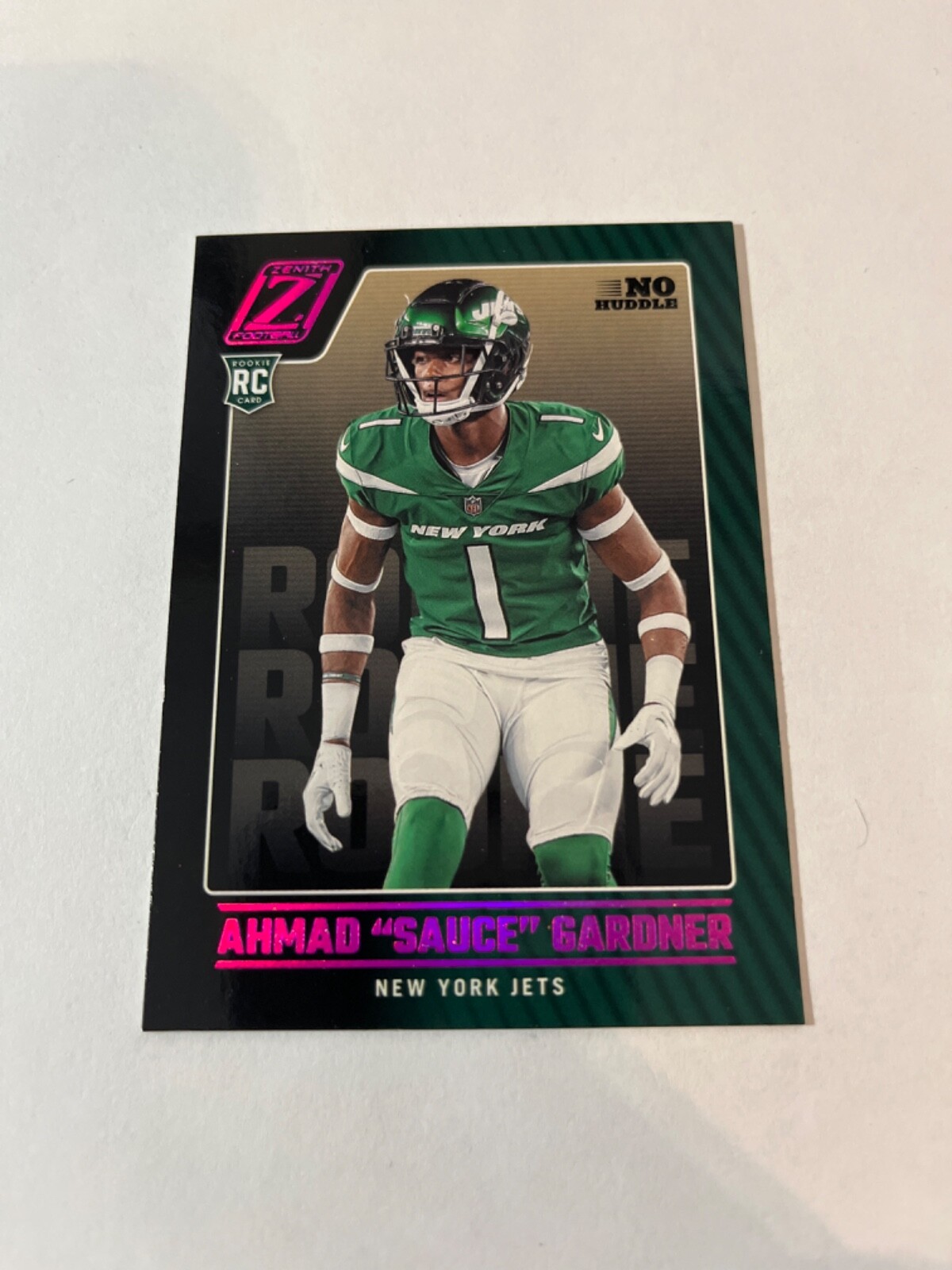 2022 Panini Zenith #128 Ahmad "Sauce" Gardner No Huddle Purple RC