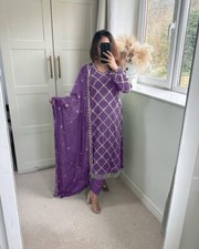 Reception Wear Purple Georgette Salwar Kameez With Dupatta For Women