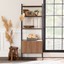 72" industrial wood ladder bookcase - mocha