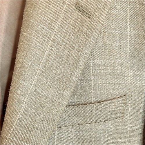 Lauren Ralph Lauren Sport Coat Blazer 44R Tan Windowpane Silk Linen Wool Jacket - Picture 6 of 10