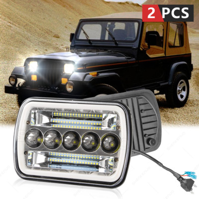 🔥 Ilumina La Noche: Faro LED 5x7 Para Jeep Cherokee XJ (84-01) Y Wrangler YJ (86-95) | 8250 Lúmenes + Halo + DRL