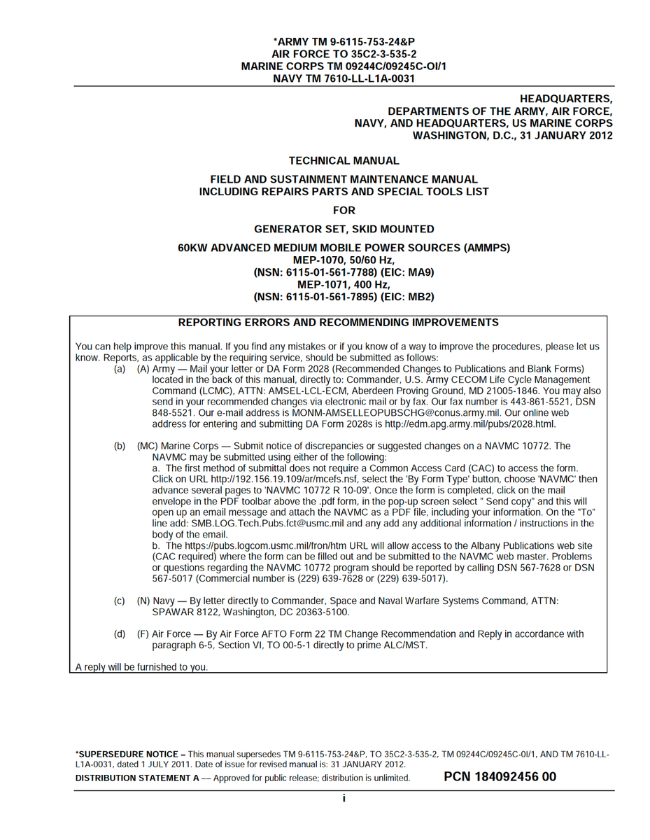 1,448 pg. 60 kW GENERATOR SET MEP-1070 MEP-1071 AMMPS Operator Manual on Data CD | eBay 1-448-pg-60-kw-generator-set-mep-1070-mep-1071-ammps-operator-manual-on-data-cd-ebay