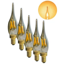 5PCS E12 E14 1W 2W Vintage Retro COB Filament LED Candle Light Bulbs Warm Lamp