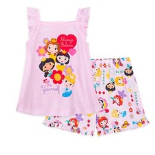 New Disney Store Princess Shortie Pajama Set Girls PJ's 5/6,7/8 Ariel Jasmine