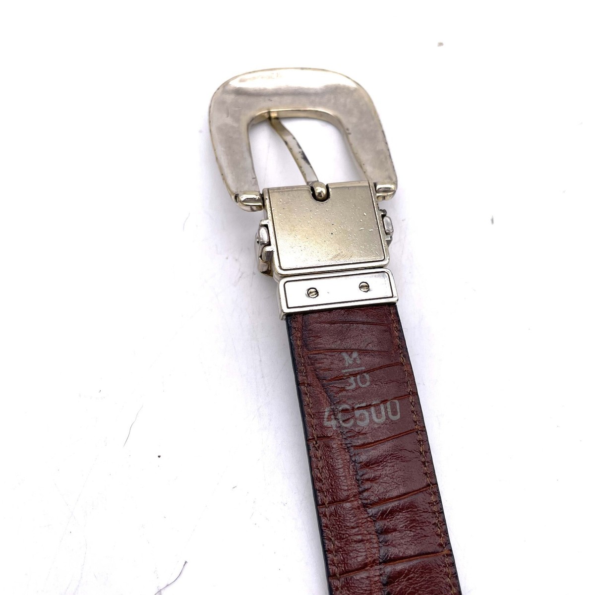 Brighton, vintage reversible, black brown croc embossed belt, adjustable buckle Brighton Vintage Reversible Black Brown Croc Embossed Belt  main image 4