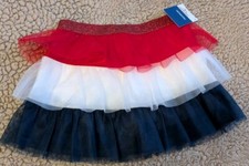 NWT 4T Girls Patriotic Tiered Tutu Skirt Red/White/Blue Elastic Waist