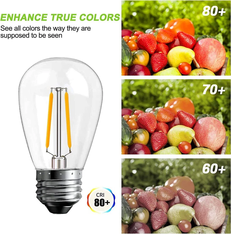 BRIMAX 2W LED Light Bulb S14 E26 Base Replacement String Clear Bulbs IP65 6 Pack - Image 4 of 4