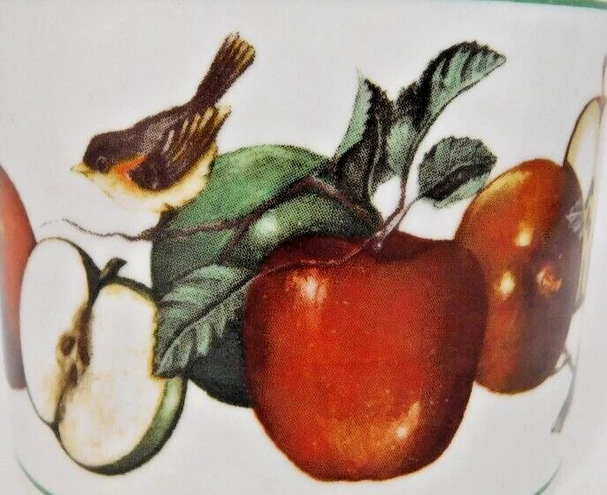 Taza de café Oneida D. C. Brown & Co. manzanas y currucas artículos majestuosos manzanas pájaros Foto 2 de 4