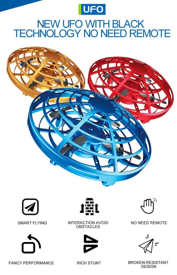 Flying Saucer : Self-Flying, Safety First [RED, BLUE, GOLD] Rechargeable - Image 4 of 4