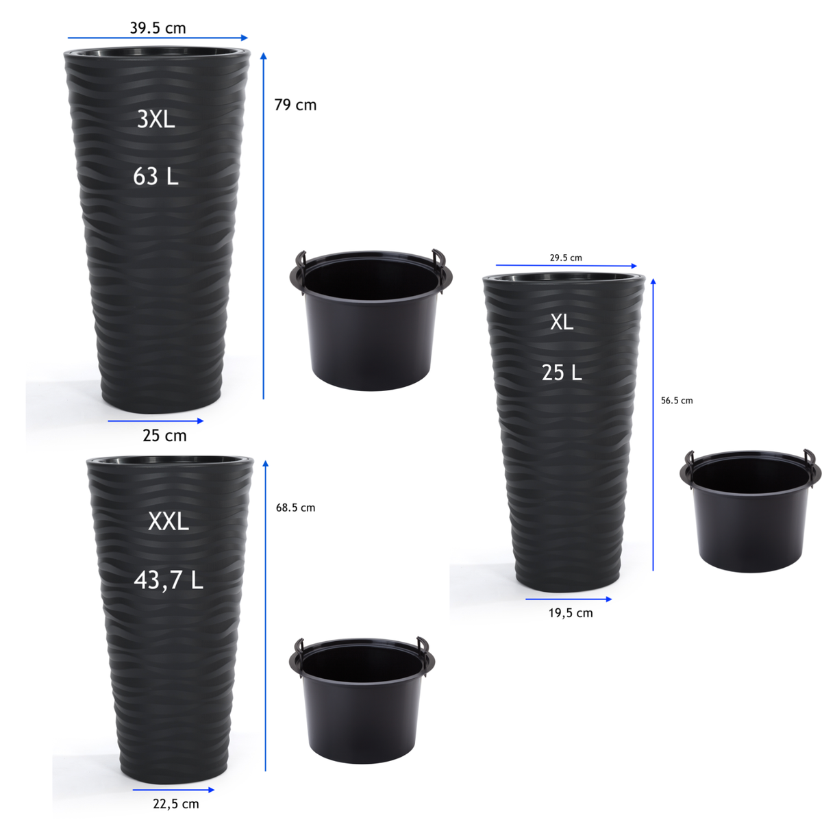 ELTO Bluenkübel Bluentopf Rund Sli Hoch 3D Effekt Pflanzkübel It