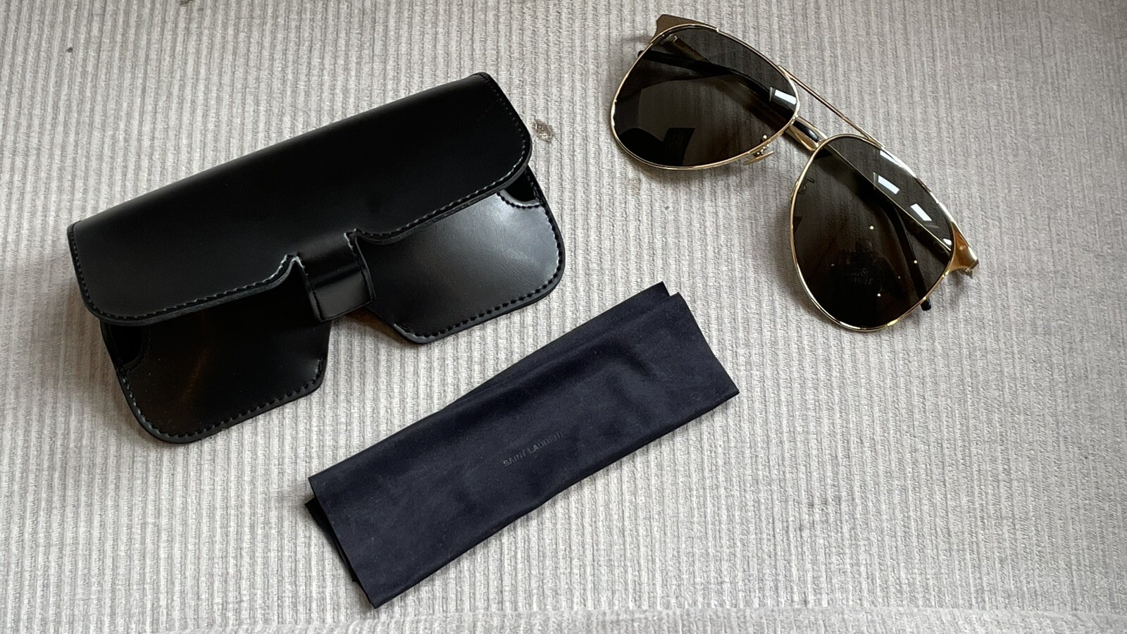 Occhiali da sole aviatore Saint Laurent SL279 005 placcati oro 14 carati unisex 61 14 145