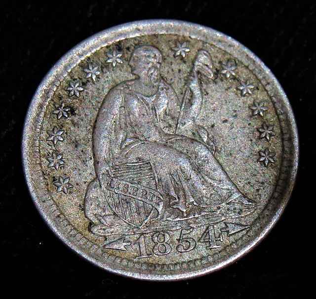 1854 Arrows Seated Liberty Half Dime. Strong Original Coin 1854 Arrows Seated Liberty Half Dime. Strong Original Coin