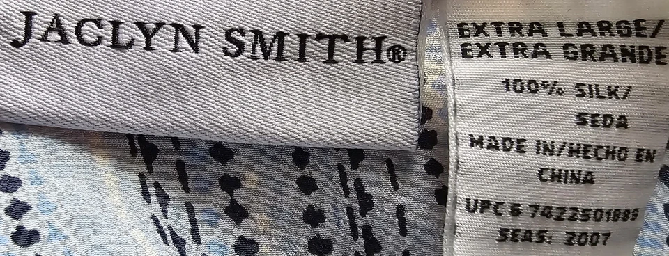Jaclyn Smith женская рубашка блузка размер XL X большой синий белый в полоску шелк - Изображение 2 из 4