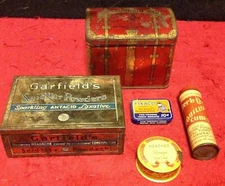 Lot Vintage Advertising Tin Herb Ox Heather Fixaco Zvetouchny Garfields Seidlitz