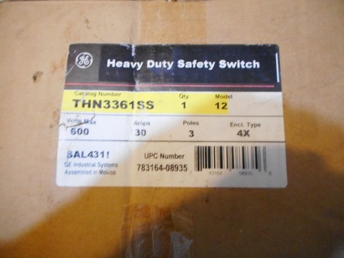GE THN3361SS STAINLESS STEEL 30 AMP SAFETY SWITCH BOX