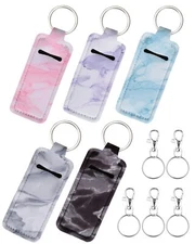 Meiiy Chapstick Holder Keychain Lip Balm Keychain Lipstick Sleeve Pouch Porta...