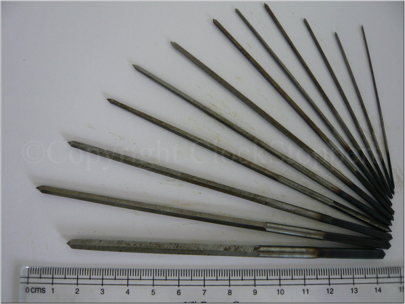 Set of 12 Cutting Broaches 0.9mm 4.2mm Watch and Clock Repair Tapered