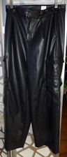 A NEW DAY HIGH RISE BLACK FAUX LEATHER WIDE LEG CARGO PANTS SZ: