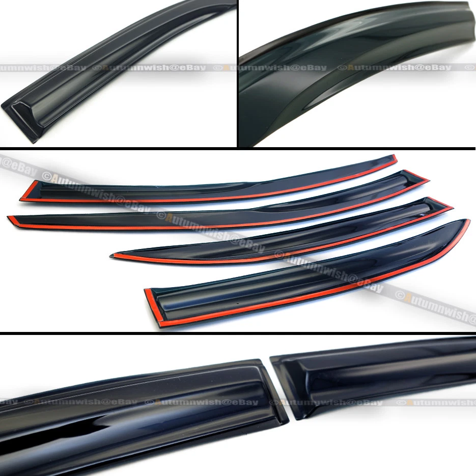 Fits 07-11 Toyota Camry SE Mugen Style 3D Wavy Black Tinted Window Visor Vent Foto 2 de 3