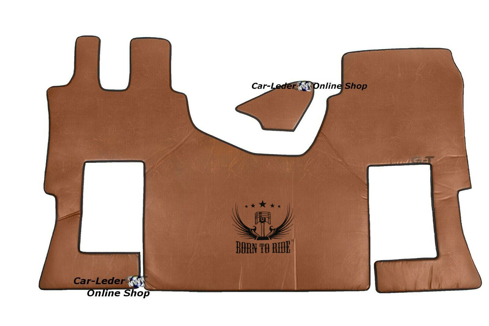 LKW Fußmatten SET Tunnelabdeckung Kunstleder Braun Glatt für Mercedes