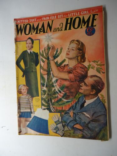 Woman & Home Magazine Dec 1939 Knitting Designs Needlework Fashion FREE POSTAGE - Afbeelding 1 van 4