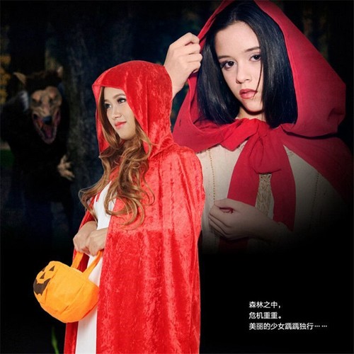 Party Cosplay Hooded Adult Kids Vampire Robe Halloween Cape Costume Cloak - Picture 5 of 17