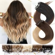 Ombre THICK Micro Ring Loop Beads Human Remy Hair Extensions Nano Link 200G Curl