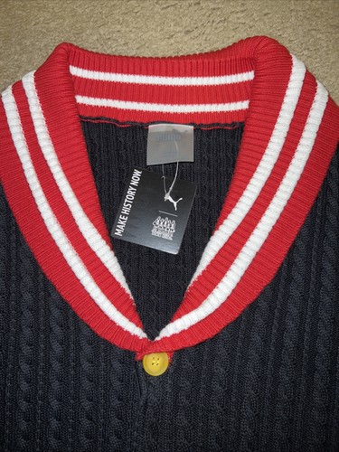 Puma x Black Fives Men's Cable Knit Pennant Cardigan Sweater/Jacket size S New - Picture 5 of 6