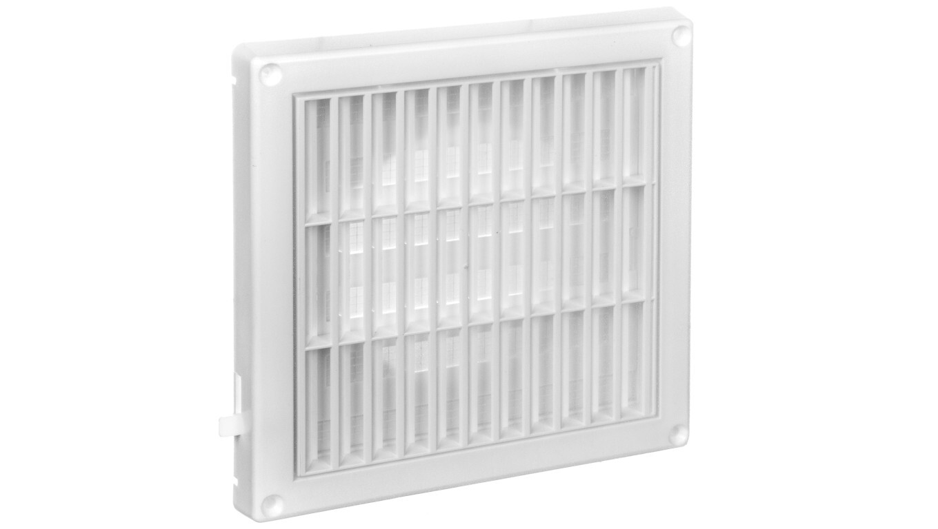 Ventilation grille 130x130mm fi 100mm white shutter + string T55 /T2UK