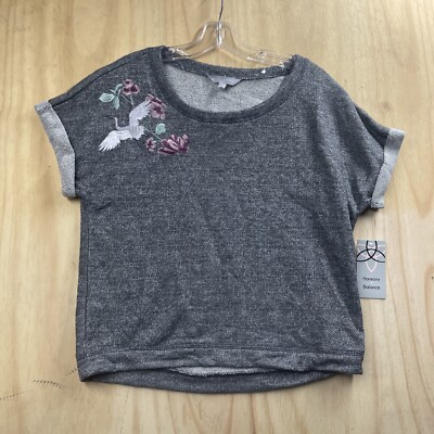 Womens Embroidered Harmony & Balance Short Sleeve Shirt Size Medium NWT NEW ZZ18