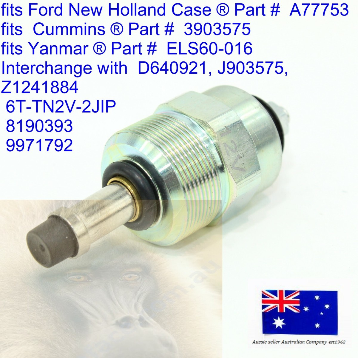 fits Case Fuel Shut Off Solenoid Z1241884, 6T-TN2V-2JIP