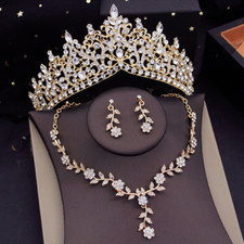 Luxury Tiaras Bridal Jewelry Sets Flower Necklace Sets Prom Wedding Jewelry Set