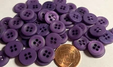 12 Small Matte But Pearlized Purple Plastic 4hole Buttons Almost 1/2" 12mm 12924