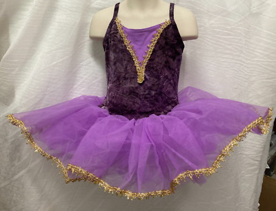 NEW Ballet costume plum/lilac gold trim organdy Girls small child