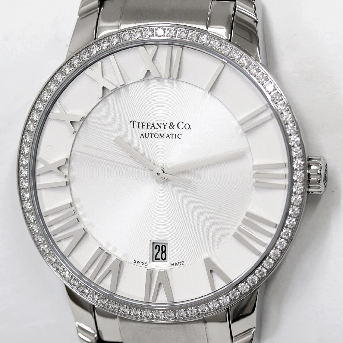 Tiffany Co. Atlas Dome Z1801.68.10B21A00A Watch Diamond Bezel See Through Ba