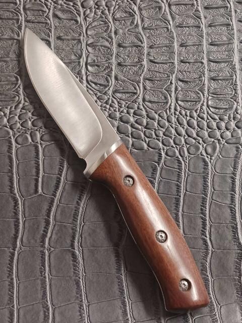 Hardwood Handle 440hc Stainless-Steel Spear Point Fix Blade Knife w Sheath