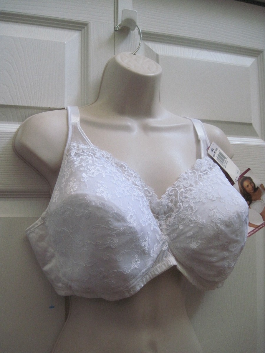 Playtex Bra Secrets Jasmine Embroidery Wire-free Size 44D White