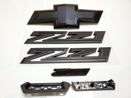 4PC 2019-2021 Silverado 1500 Bowtie Grille Matte Black Front Fender Z71 Emblems - Picture 2 of 11